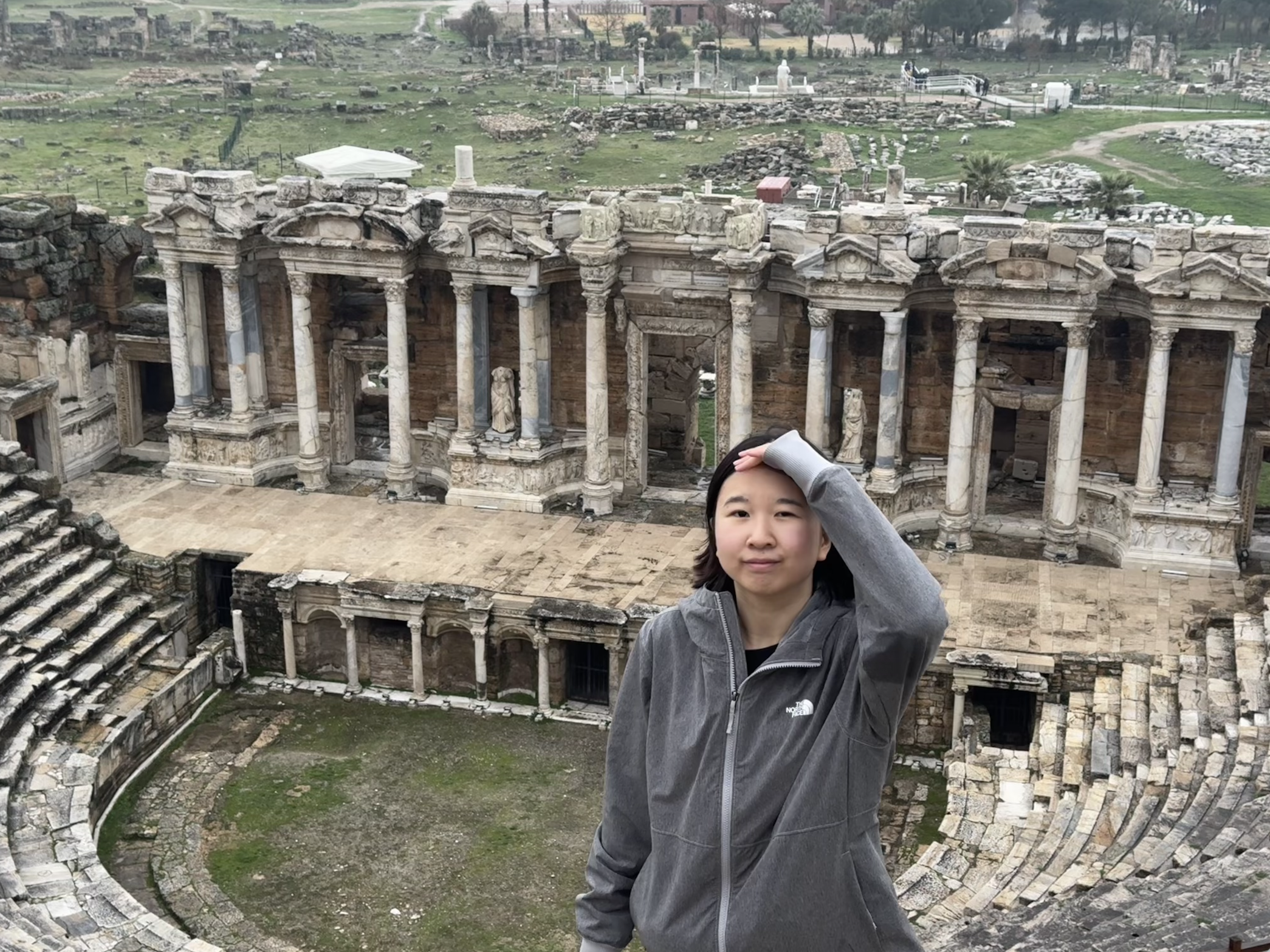 Travel photo at ancient Roman ruins in Pamukkale, Turkey